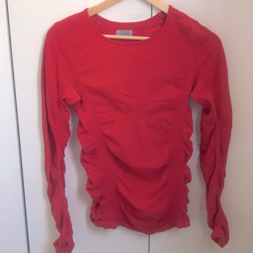 Red Spandex Athleta long sleeve running top
